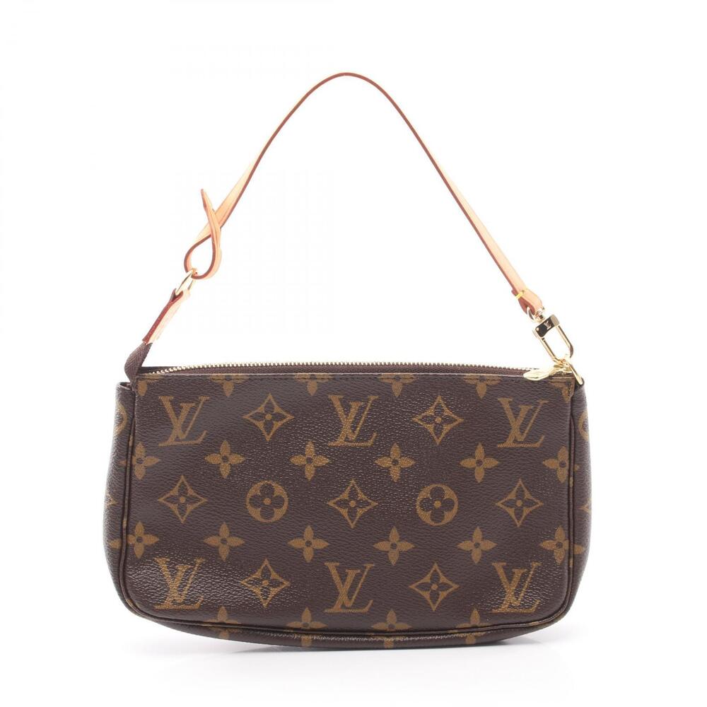 Louis Vuitton Pochette Accessoires Monogram Handbag Canvas Leather Brown